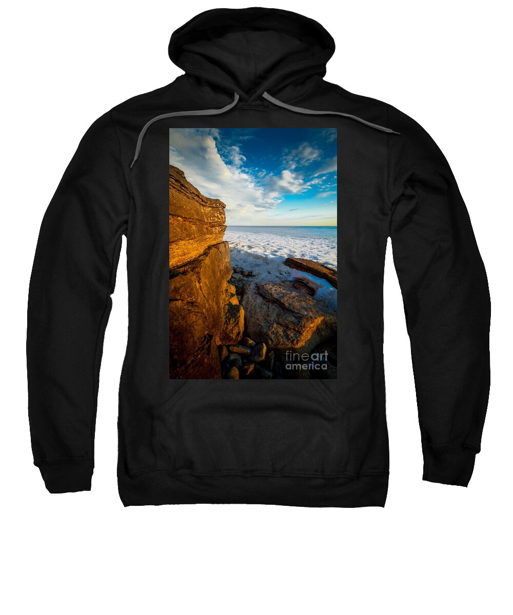 Beach Sweatshirt featuring the photograph Winter Beach Sunset by Roger Monahan