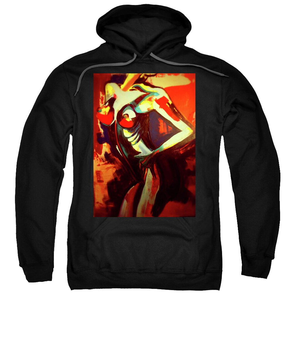 Abstract Realism Of A Female Form Sweatshirt featuring the painting Woman by Femme Blaicasso