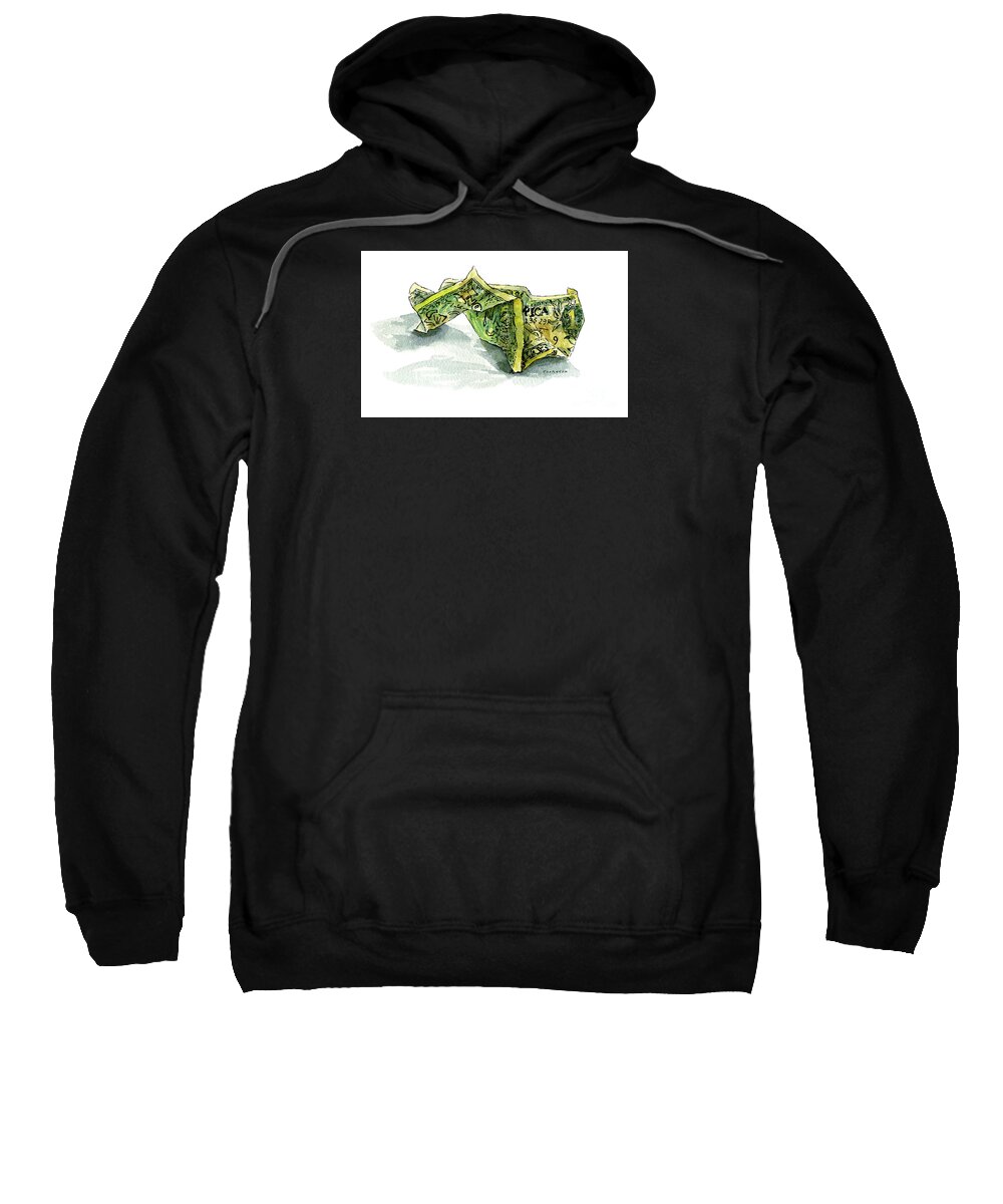 Dollar Sweatshirt featuring the painting Wrinkled Dollar by Diane Thornton