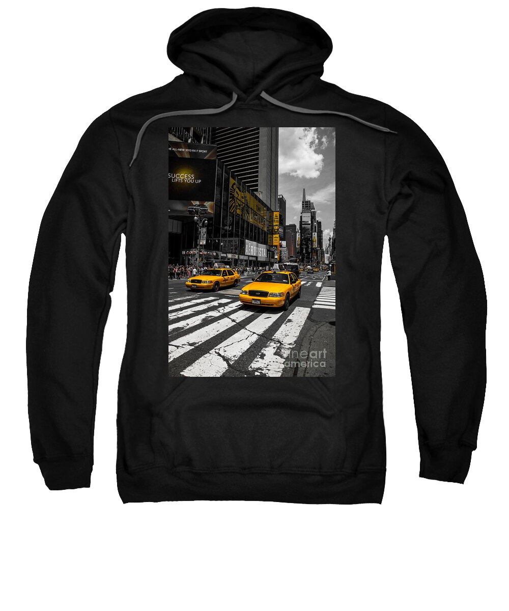 Manhattan Sweatshirt featuring the photograph Yellow Cabs cruisin on the Times Square by Hannes Cmarits