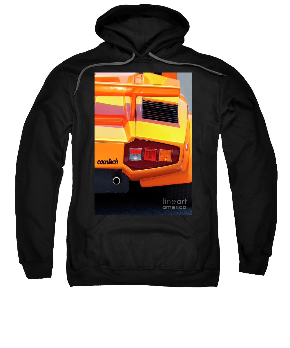 Yellow Sweatshirt featuring the photograph Yellow Lamborghini Countach - Exotic Car by Anthony Totah