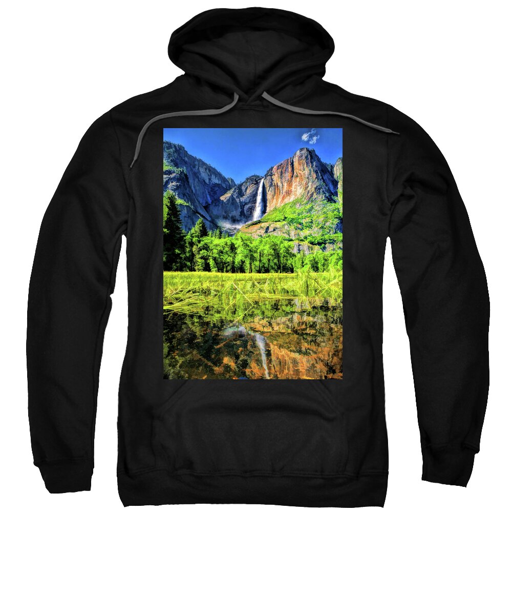 Yosemite Sweatshirt featuring the painting Yosemite National Park Bridalveil Fall by Christopher Arndt