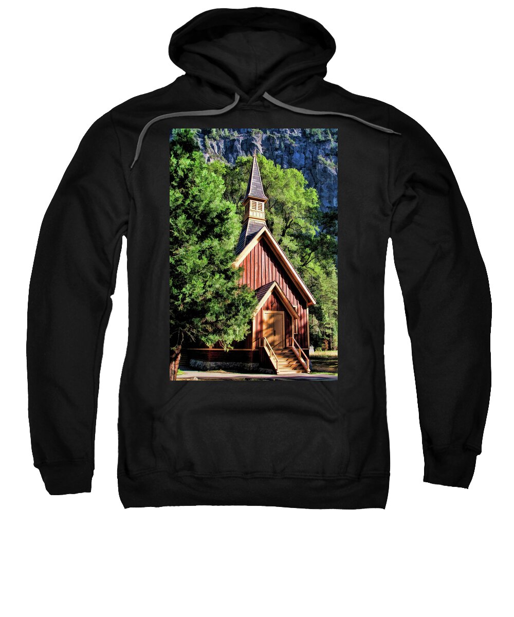 Yosemite Sweatshirt featuring the painting Yosemite National Park Valley Chapel by Christopher Arndt