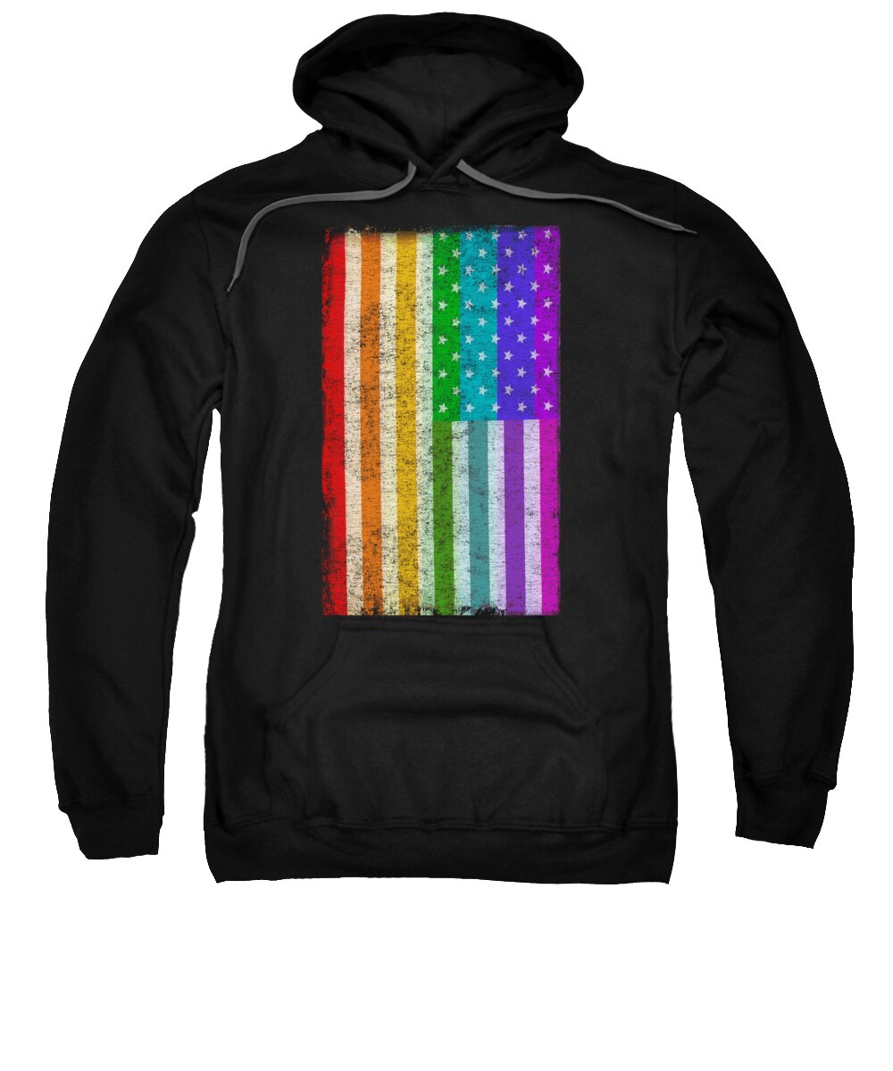 Cool Sweatshirt featuring the digital art Rainbow Us Flag #1 by Flippin Sweet Gear