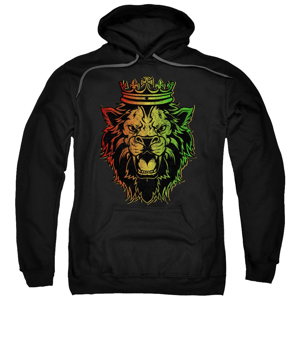 Rasta Sweatshirt featuring the digital art Vintage Lion of Judah Rastafarian #1 by Flippin Sweet Gear