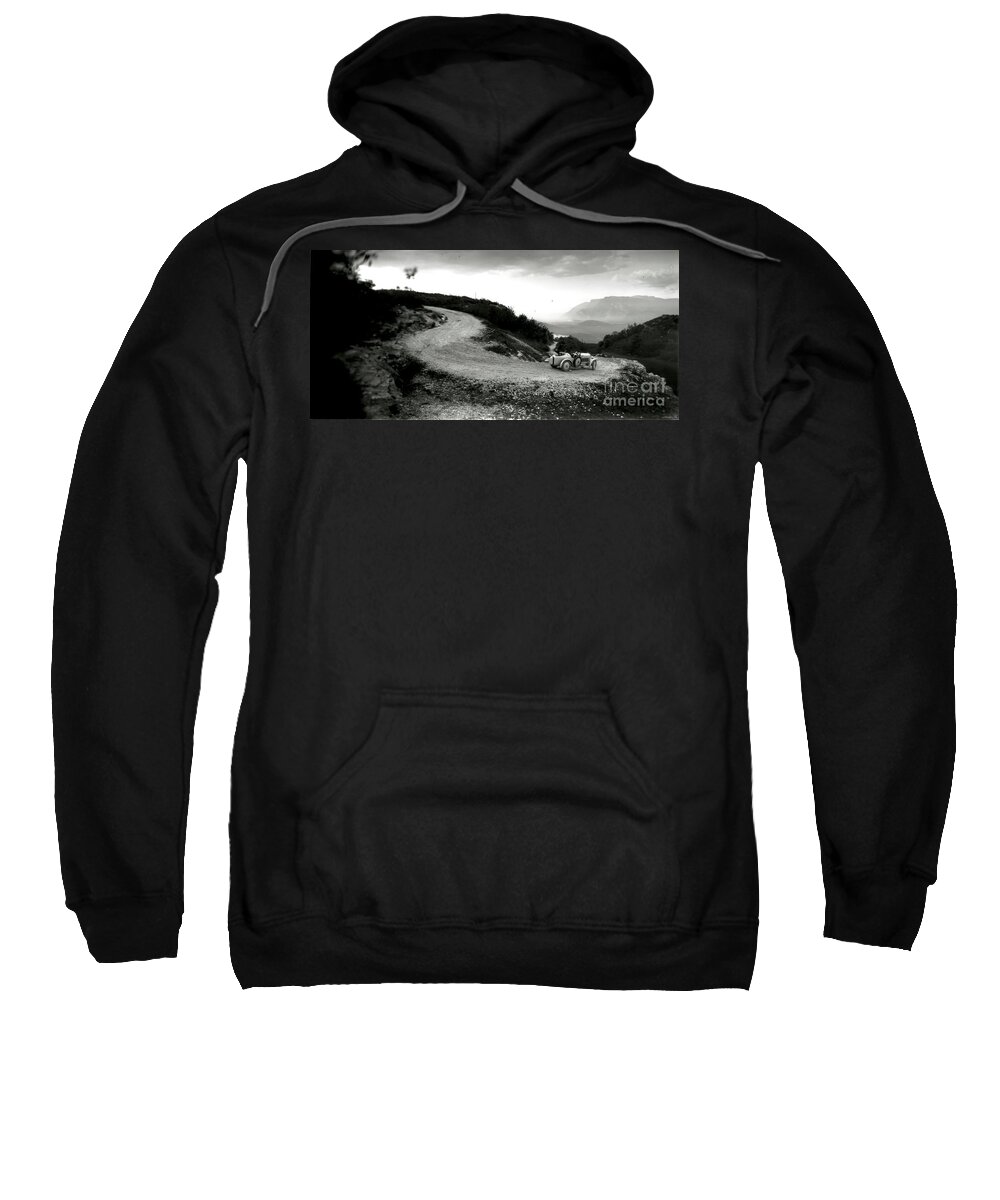 Vintage Sweatshirt featuring the photograph 1920s Image Of Bugatti Racer On Mountain Pass by Retrographs