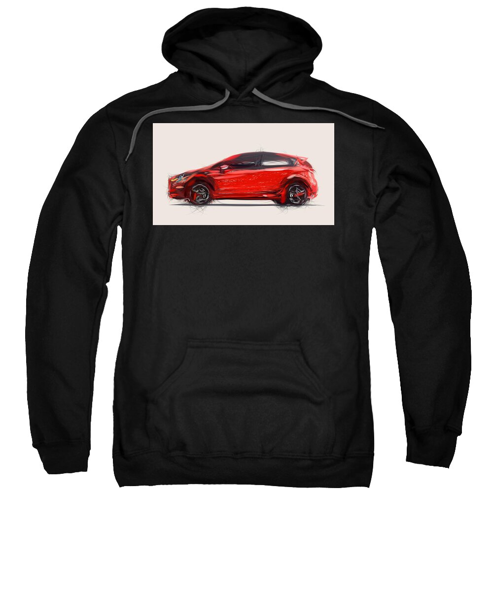 Ford Sweatshirt featuring the digital art Ford Fiesta ST Draw #2 by CarsToon Concept