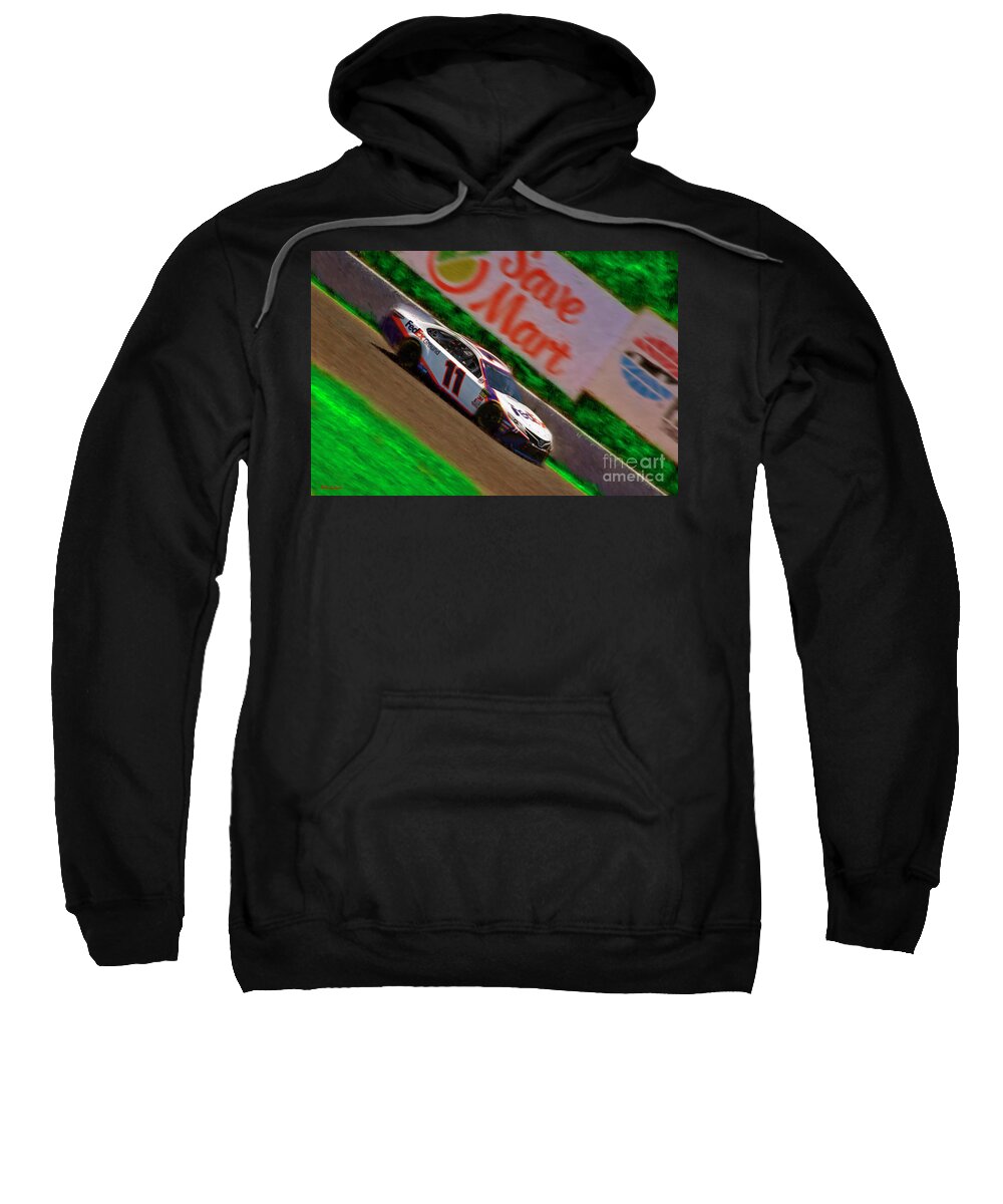  Denny Hamlin Sweatshirt featuring the photograph 2019 Daytona Winner Denny Hamlin Toyota by Blake Richards