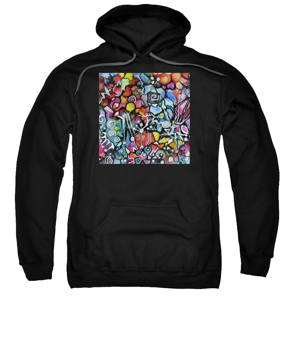 Alcohol Ink Sweatshirt featuring the painting A Zentangle Dance by Jean Batzell Fitzgerald