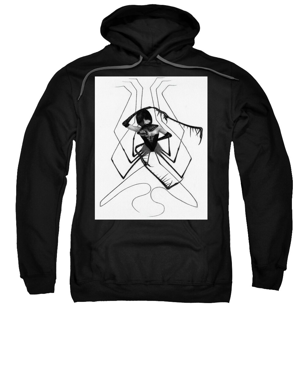 Horror Sweatshirt featuring the drawing Aiko The Mistress Noir - Artwork by Ryan Nieves
