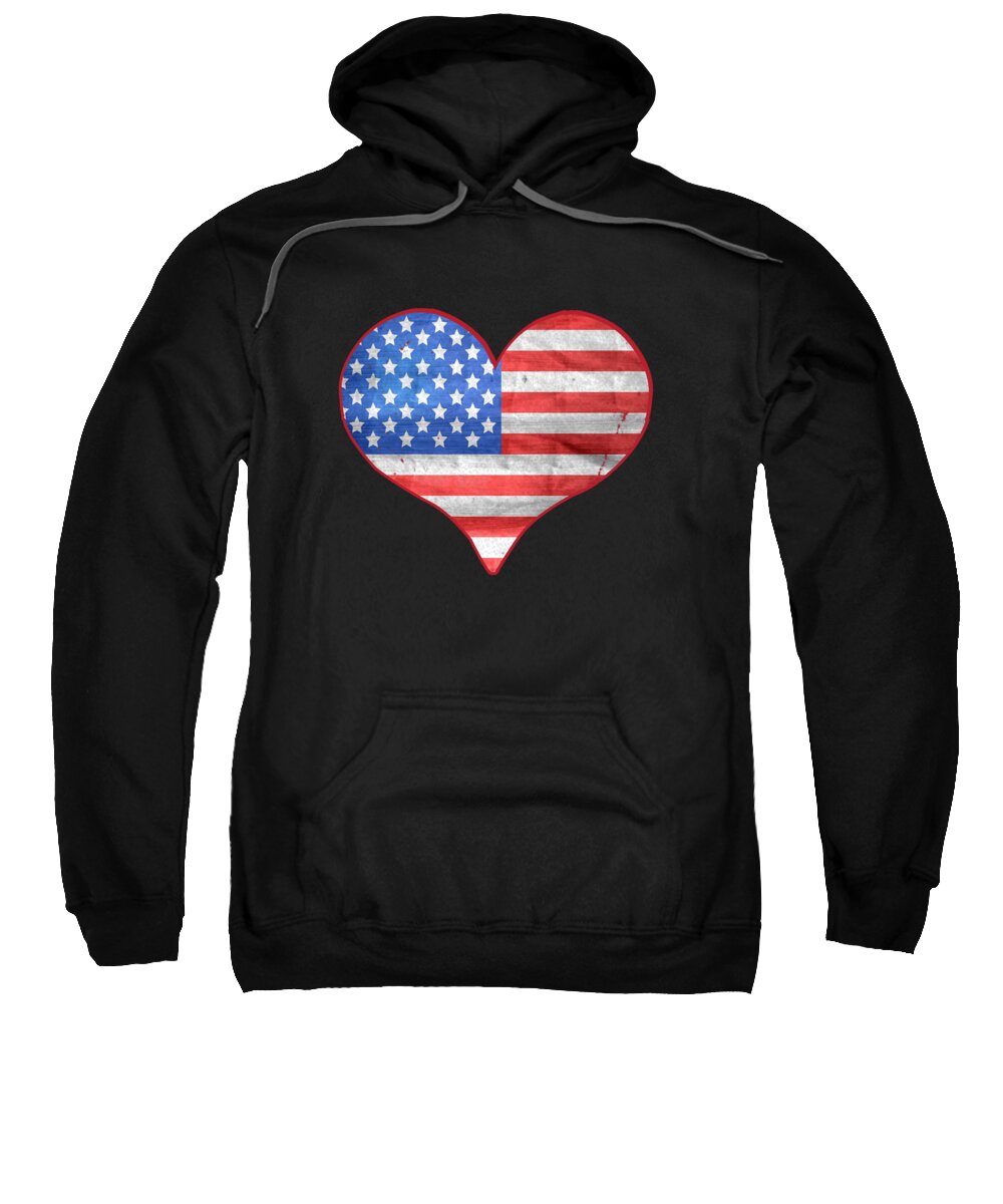Funny Sweatshirt featuring the digital art American Flag Heart by Flippin Sweet Gear