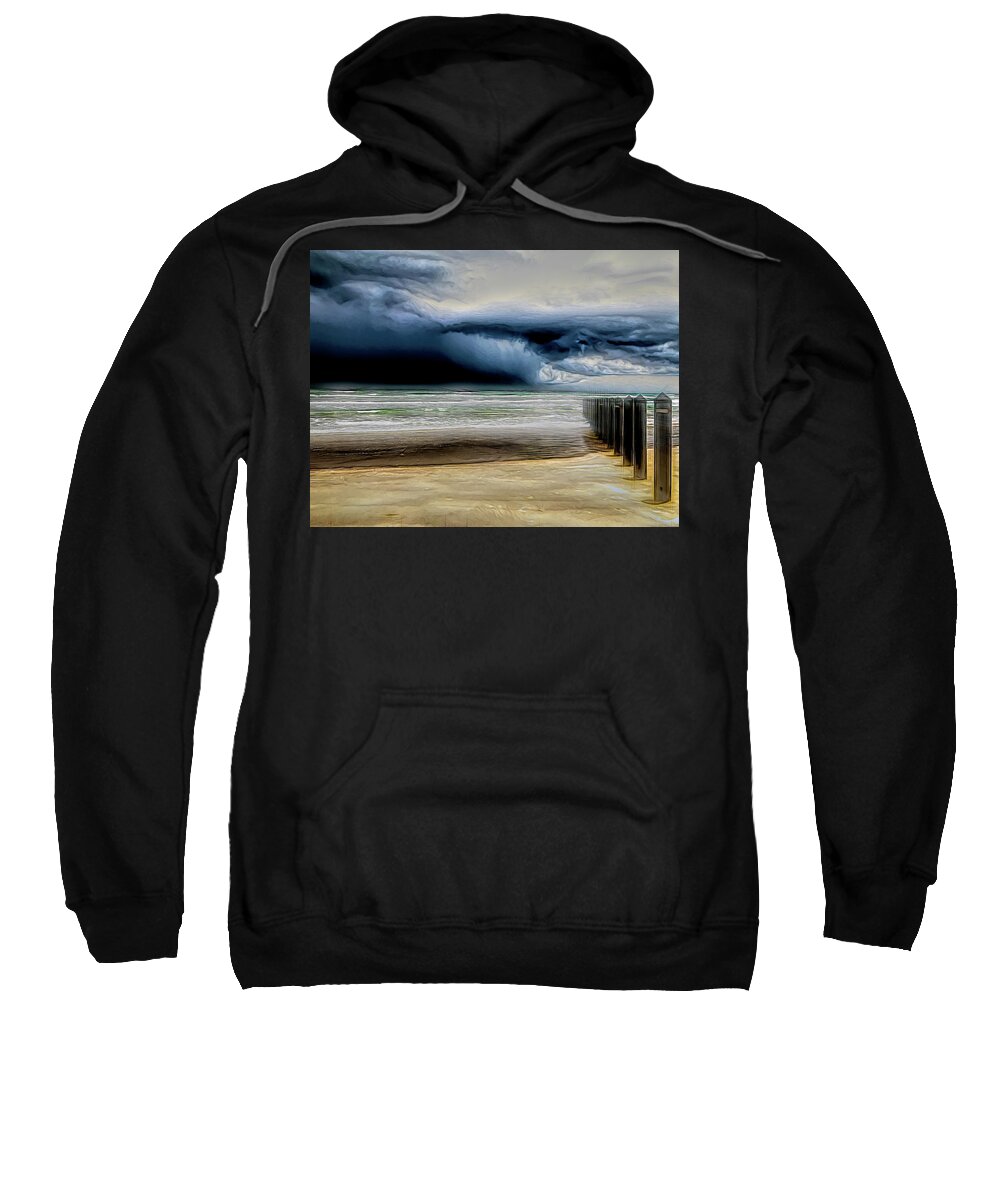 Debra Martz Sweatshirt featuring the photograph Approaching Storm at the Beach  by Debra Martz