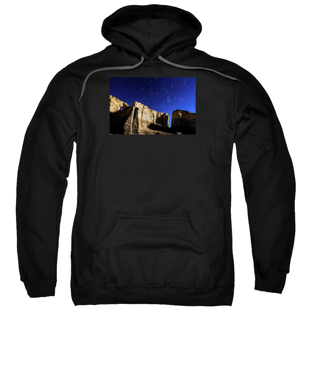 Bill Kesler Photography Sweatshirt featuring the photograph Monument Rocks Star Trails by Bill Kesler