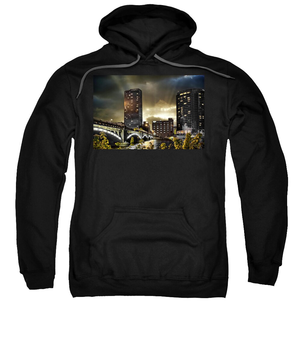 Evie Sweatshirt featuring the photograph Big Sky Grand Rapids Night by Evie Carrier