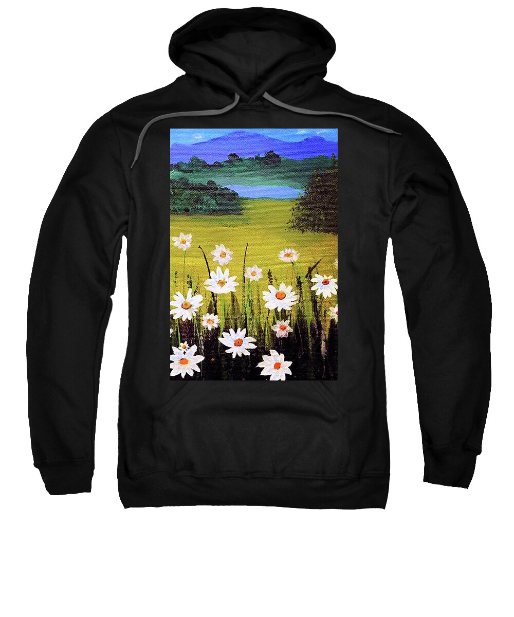 Landscapes Sweatshirt featuring the painting Bluemchen by Art by Gabriele