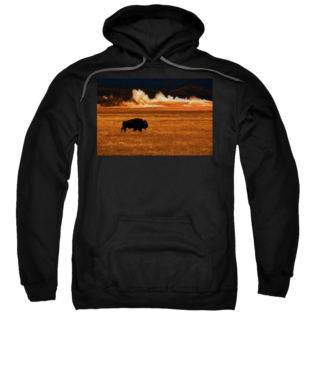 Buffalo Sweatshirt featuring the digital art Buffalo Fire Sunset by Patricia Montgomery