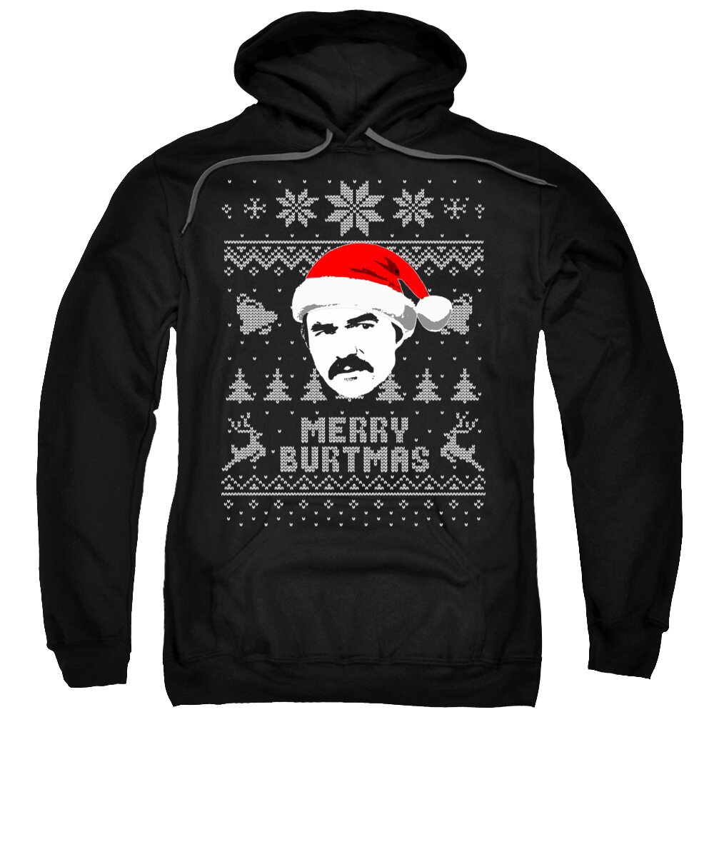 Christmas Sweatshirt featuring the digital art Burt Reynolds Christmas Shirt by Megan Miller