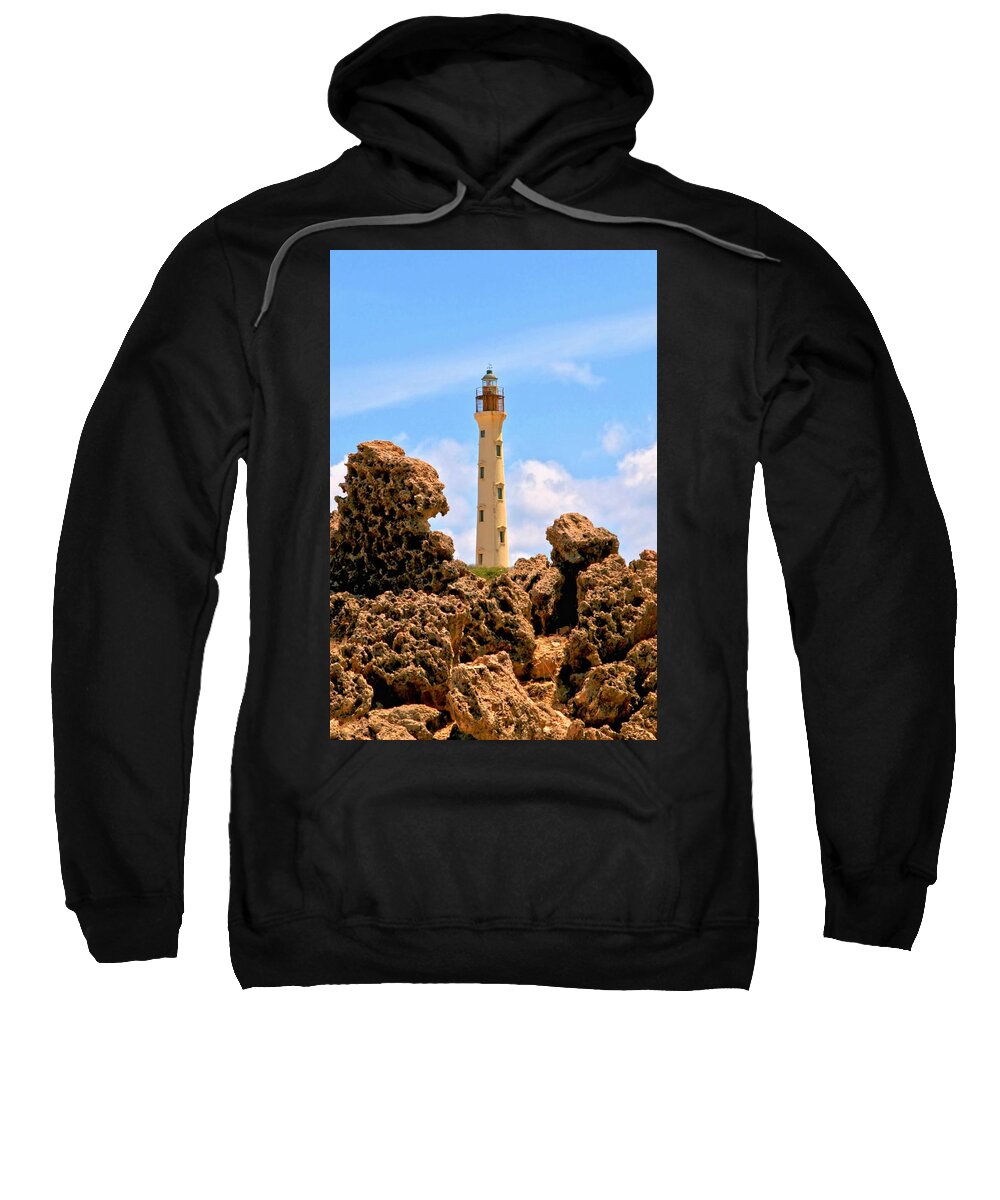 Aruba Sweatshirt featuring the photograph California Lighthouse Aruba by DJ Florek