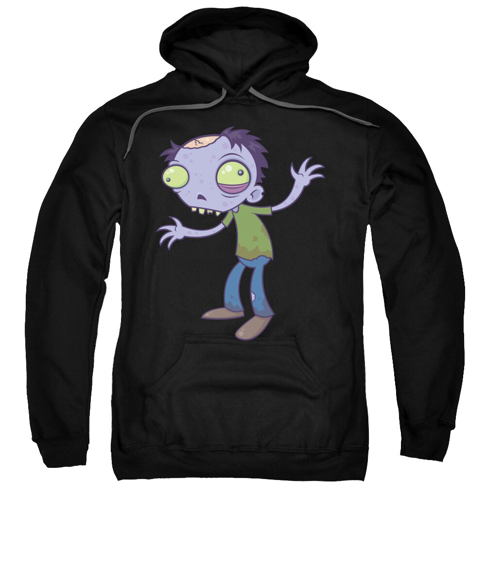 Zombie Sweatshirt featuring the digital art Cartoon Zombie by John Schwegel