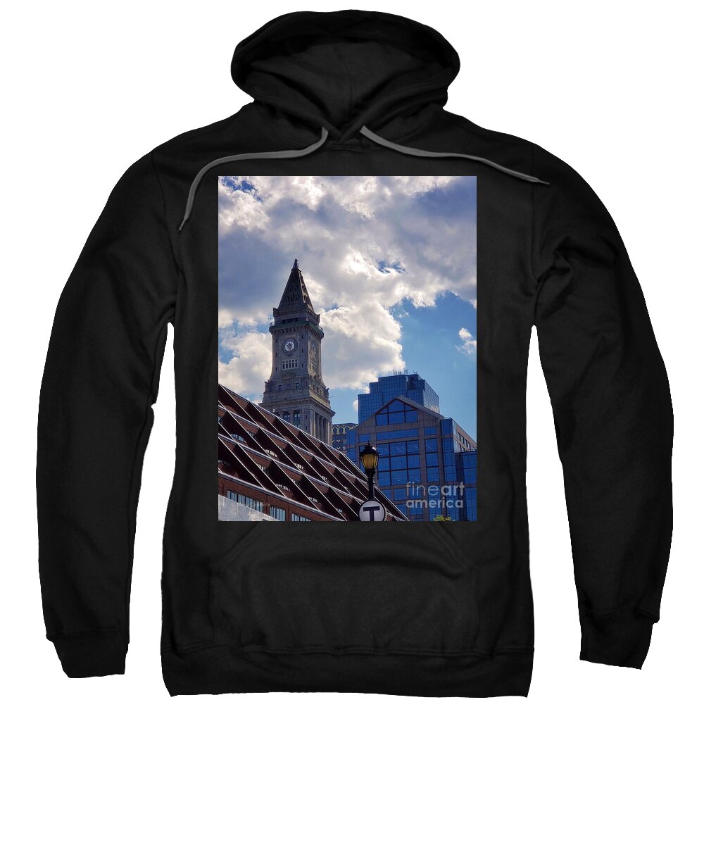 Custom House Tower Sweatshirt featuring the photograph Custom House Clock Tower by Mary Capriole