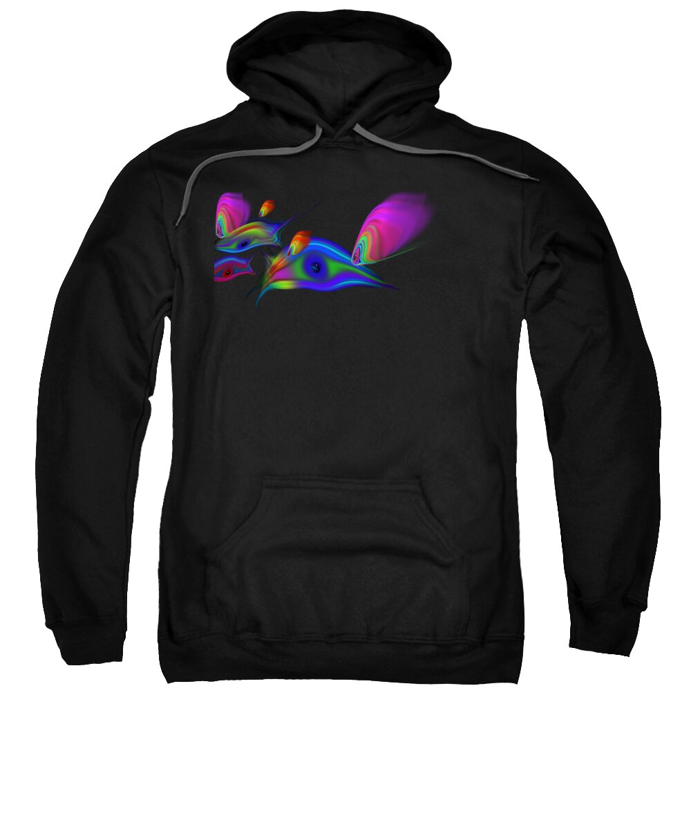 Rainbow Fish Sweatshirt featuring the digital art Deep Cool by Charles Stuart