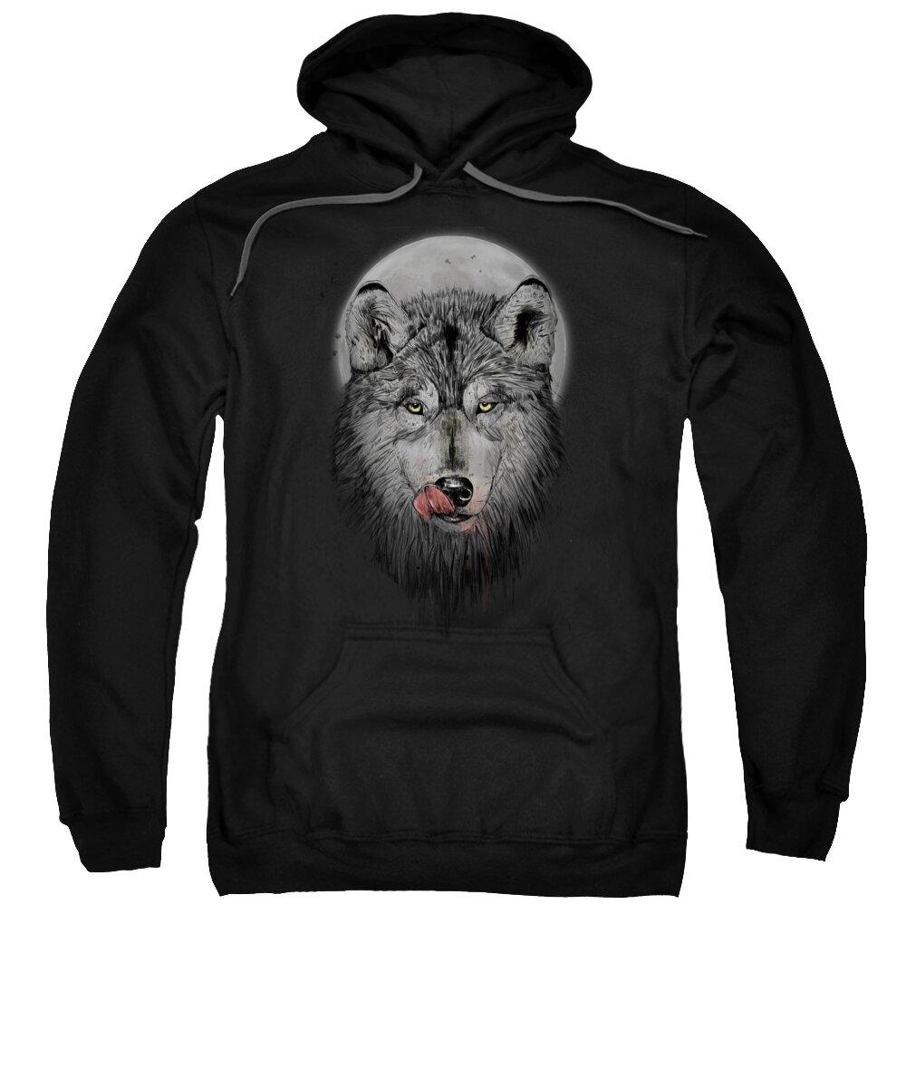 Wolf Sweatshirt featuring the mixed media Dinner time II by Balazs Solti
