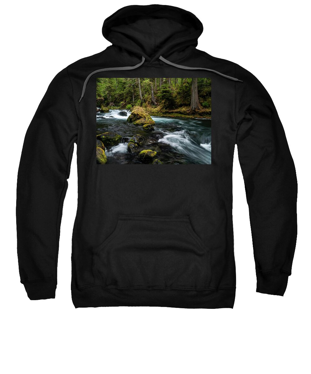 Mckenzie River Sweatshirt featuring the photograph Forest Cascade by Steven Clark