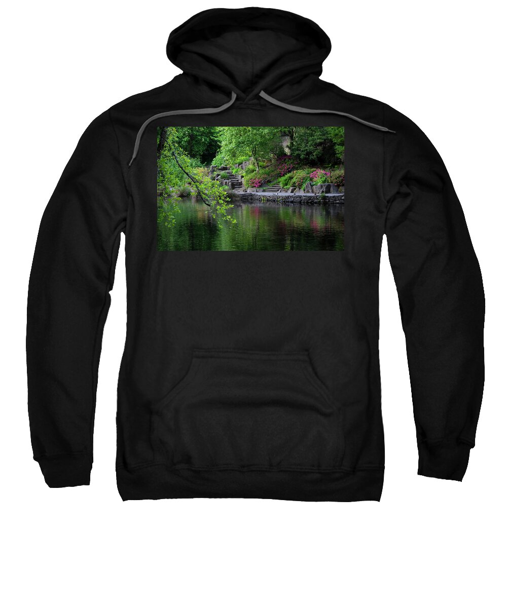 Ponds Sweatshirt featuring the photograph Garden Reflections by Steven Clark