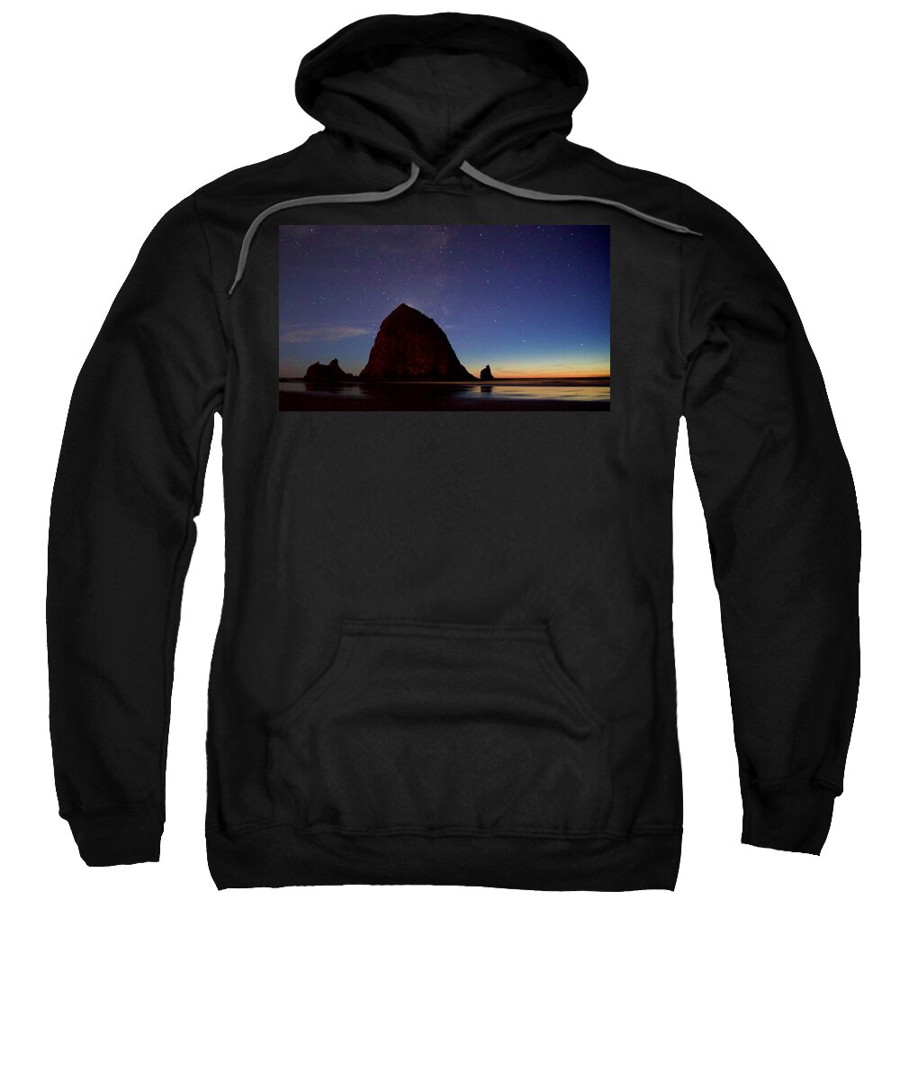 Oregon Sweatshirt featuring the photograph Haystack Night Sky by Todd Kreuter