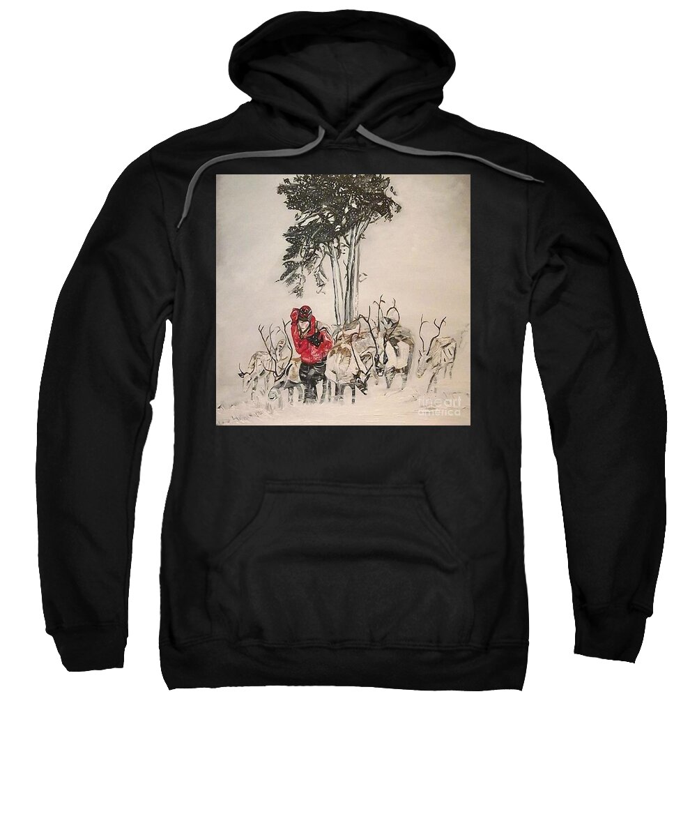Landscape Winter Landscape Sweatshirt featuring the painting In The Wild by Denise Morgan