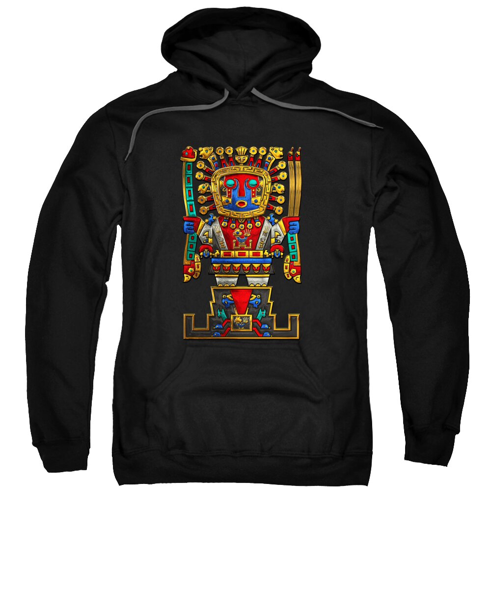 Treasures Of Pre-columbian America’ Collection By Serge Averbukh Sweatshirt featuring the digital art Incan Gods - The Great Creator Viracocha on Black Canvas by Serge Averbukh