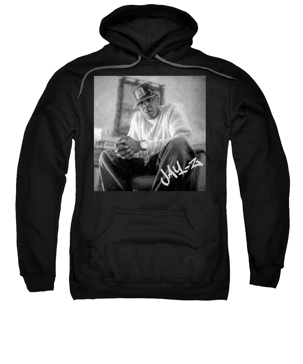 Jay-z Sweatshirt featuring the mixed media Jay Z by Mal Bray