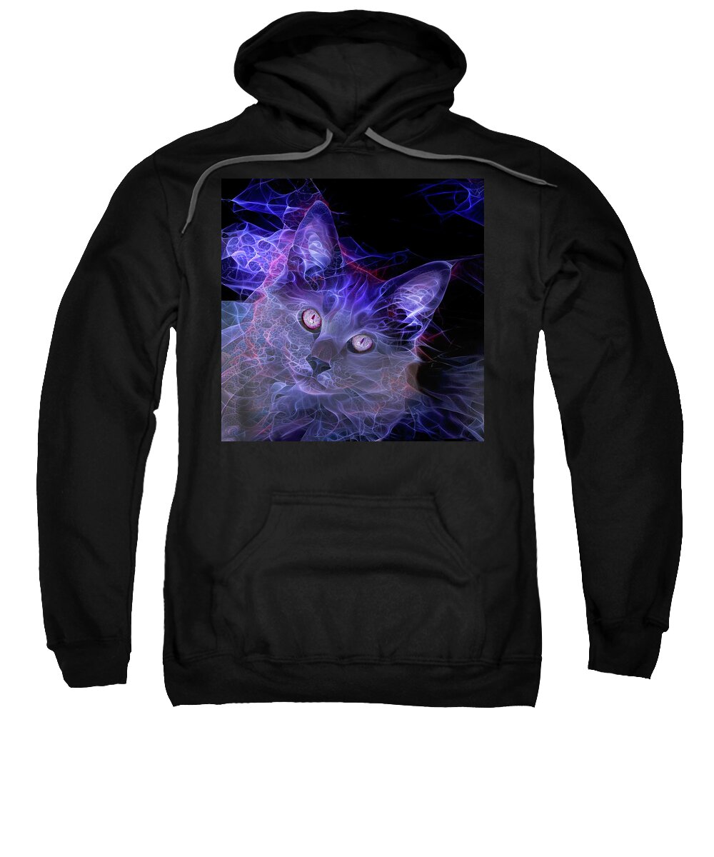 Cat Sweatshirt featuring the digital art Jimi Hendrix Cat by Peggy Collins