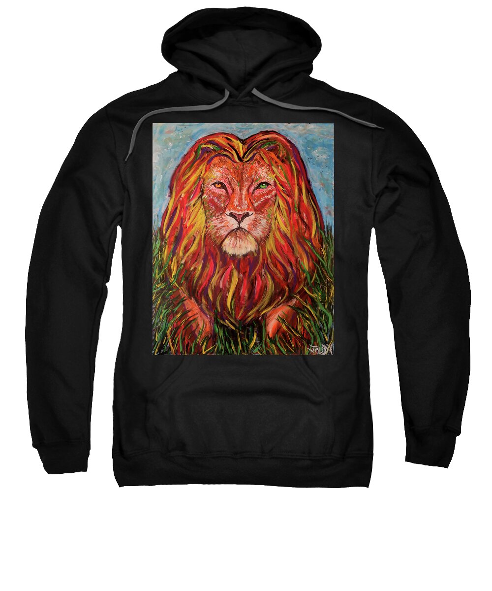 Lion King Painting Sweatshirt featuring the painting Lion King by Jeff Jeudy