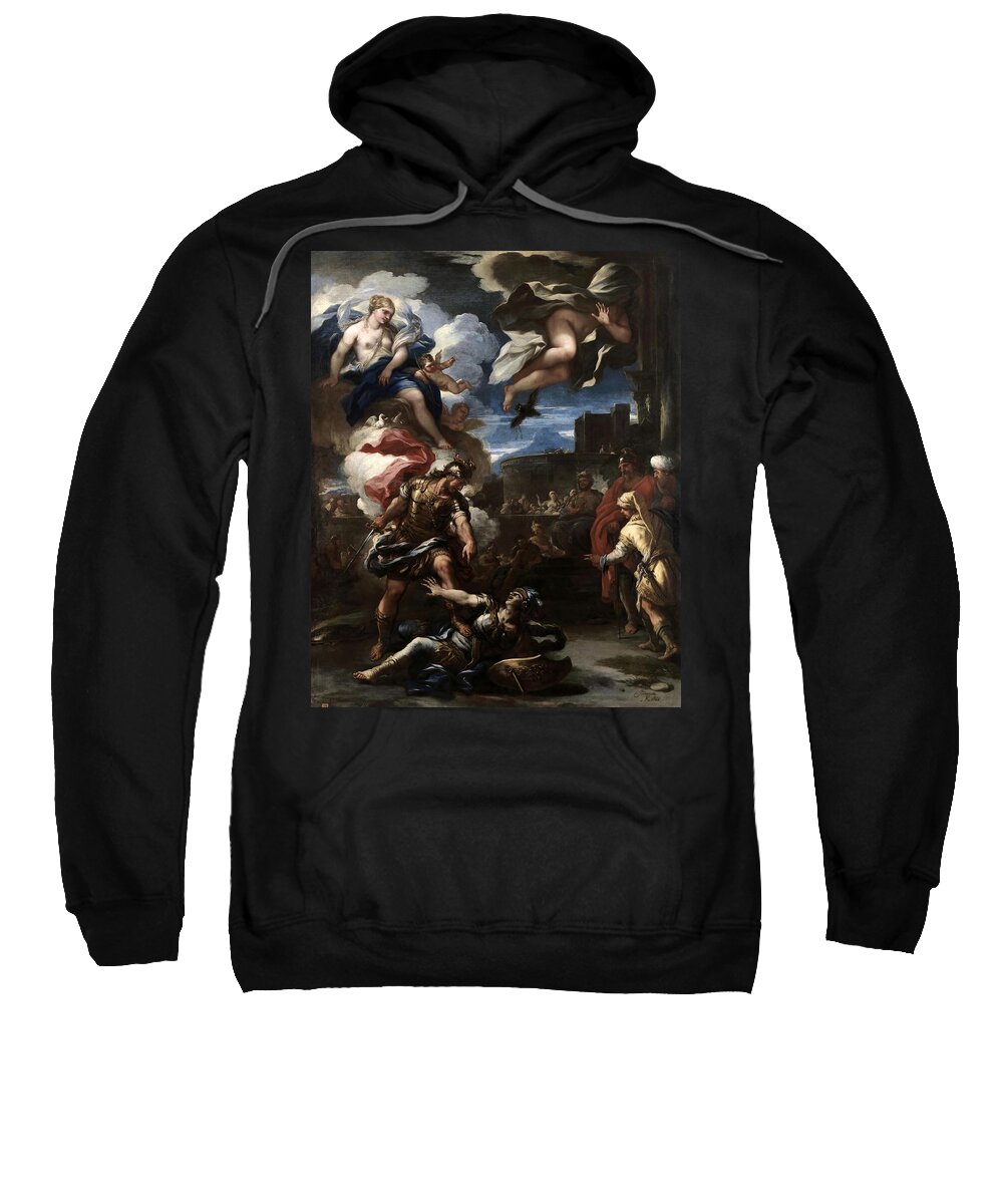 Giordano Luca Sweatshirt featuring the painting Luca Giordano / 'Turno vencido por Eneas', 1688, Italian School, Oil on canvas. by Luca Giordano -1634-1705-