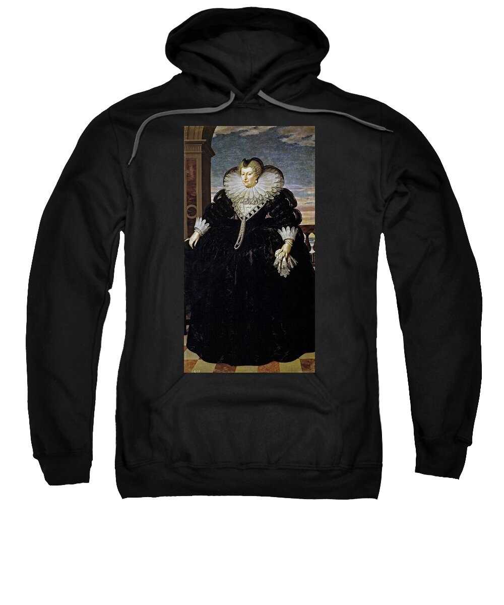 Frans Pourbus The Younger Sweatshirt featuring the painting 'Marie de'Medici, Queen of France', 1617, Flemish School, Oil on canva... by Frans Pourbus the Younger -1569-1622-