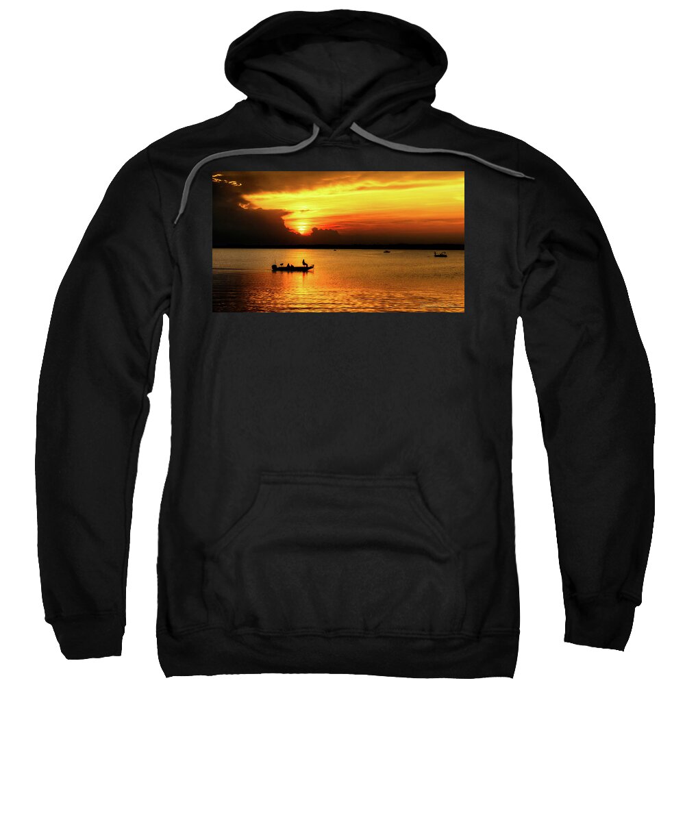 Sunset Sweatshirt featuring the photograph On the Lake at Sunset by Christopher Holmes