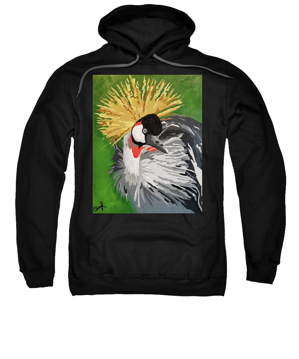 Crane Sweatshirt featuring the painting Royalty Wears A Crown by Cheryl Bowman