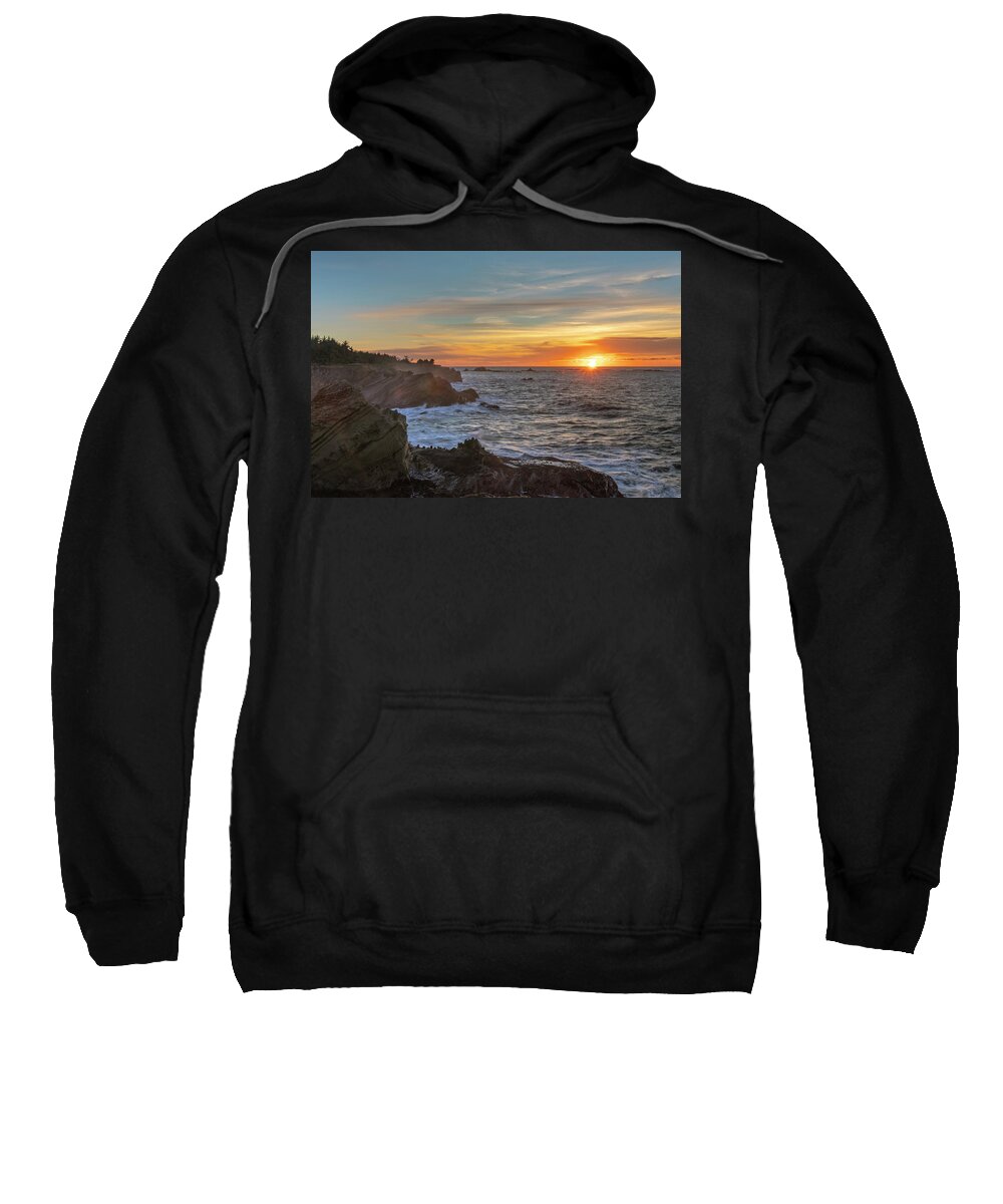 Shore Acres State Park Sweatshirt featuring the photograph Shore Acres Sunset by Catherine Avilez