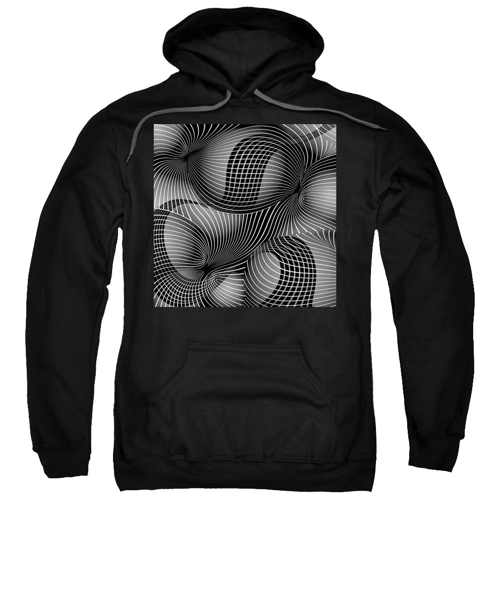 Space-time Sweatshirt featuring the painting Space-Time No-2, Black and White by David Arrigoni