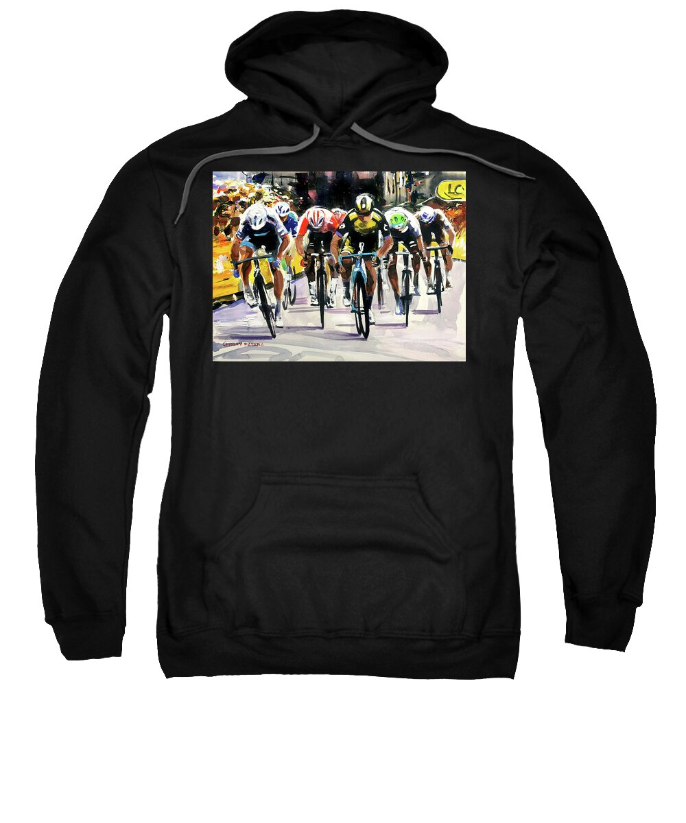 Tour De France Sweatshirt featuring the painting Stage 1 2019 Finish at Brussel by Shirley Peters