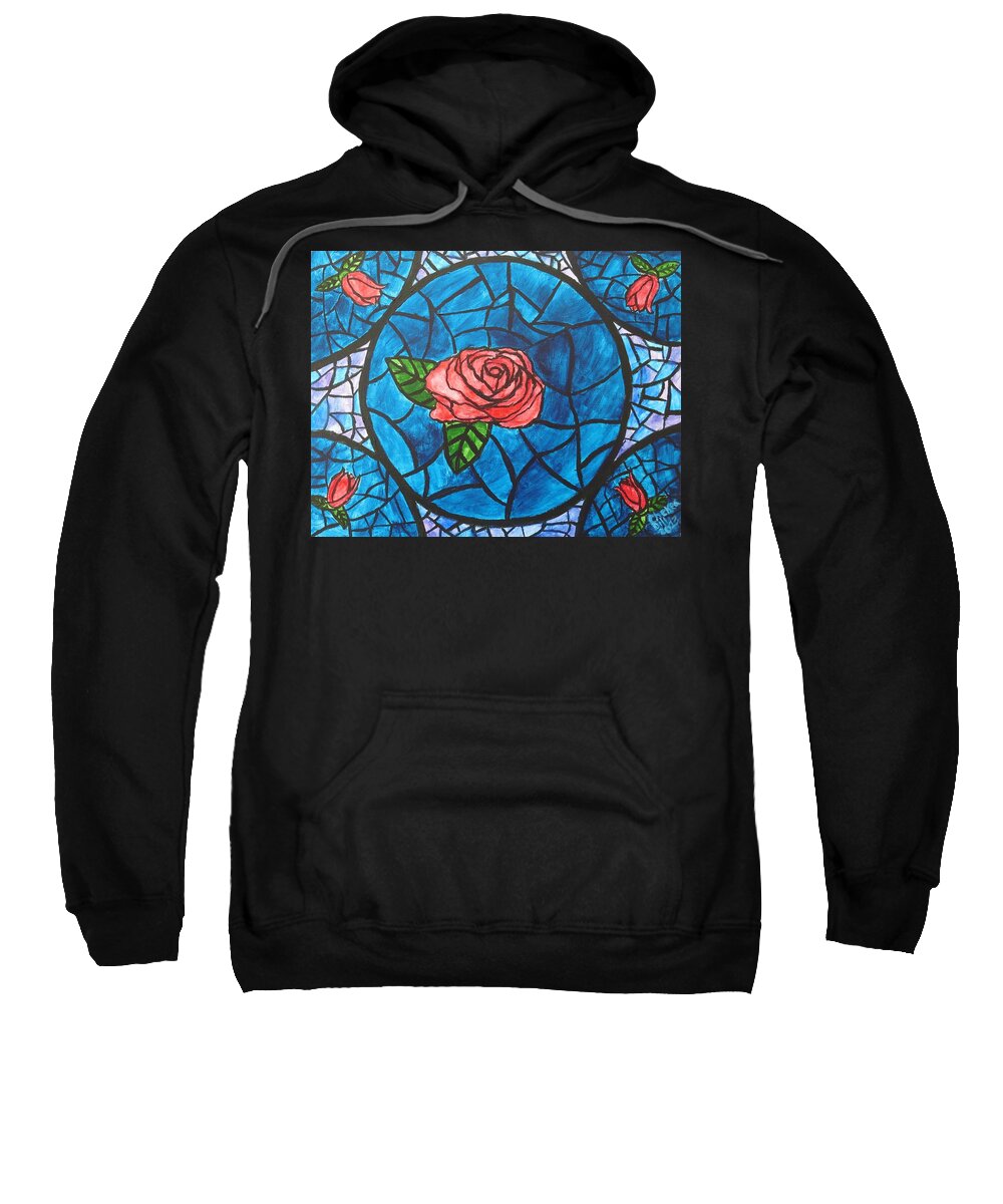  Sweatshirt featuring the painting Stained Glass Roses by C E Dill