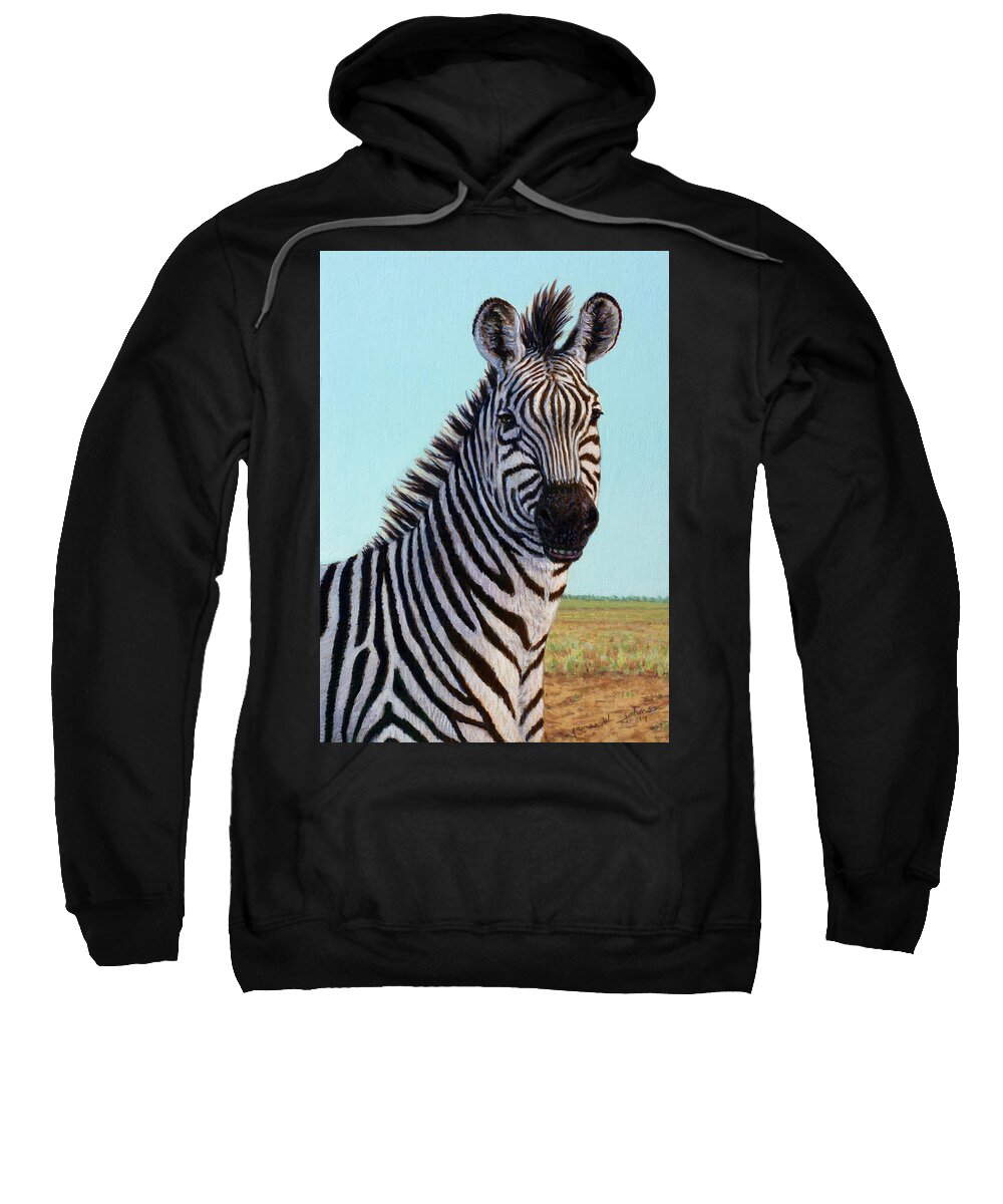 Zebra Sweatshirt featuring the painting Study of a Zebra by James W Johnson