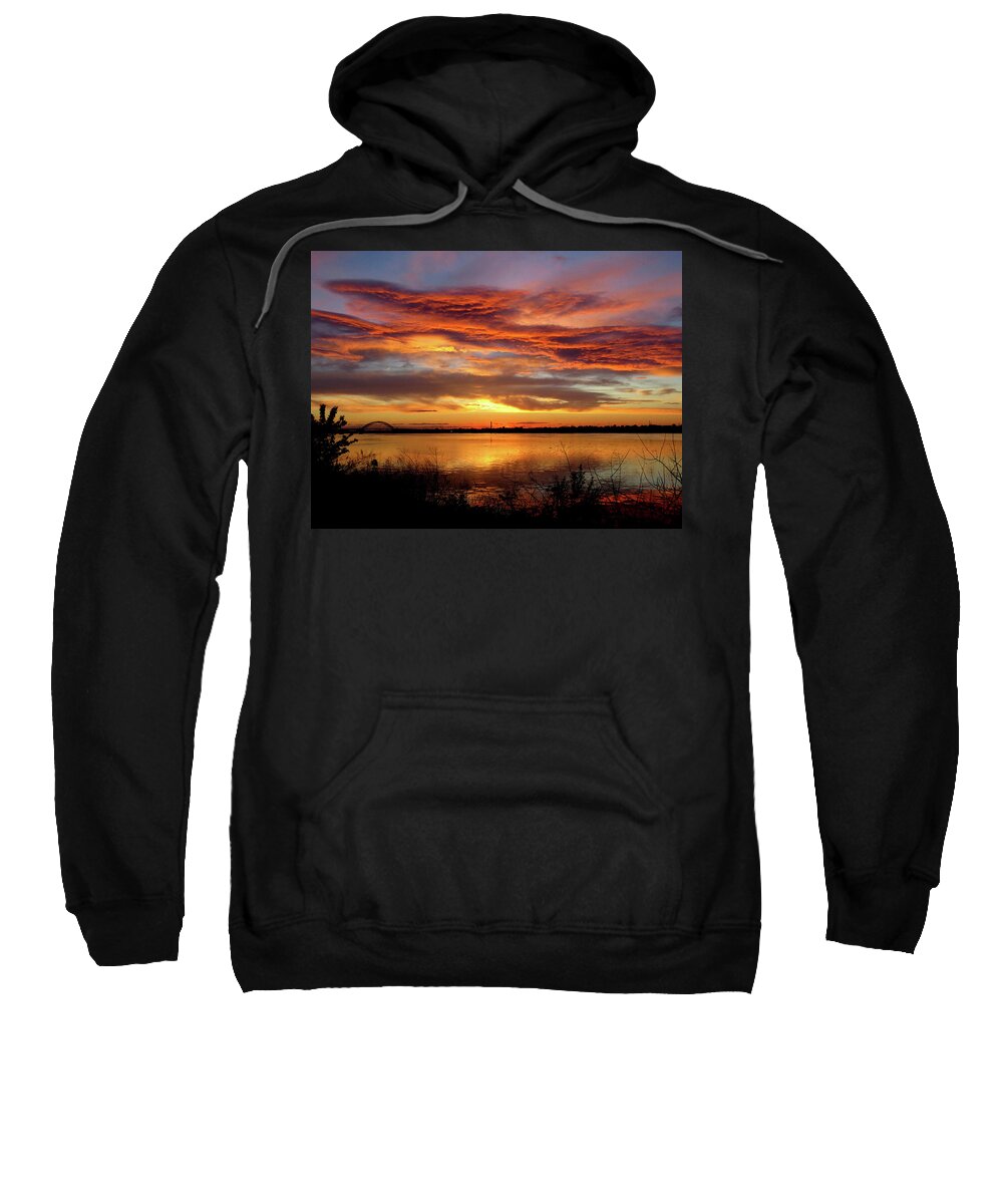 Sunset Sweatshirt featuring the photograph Sunset on the Delaware No. One by Linda Stern