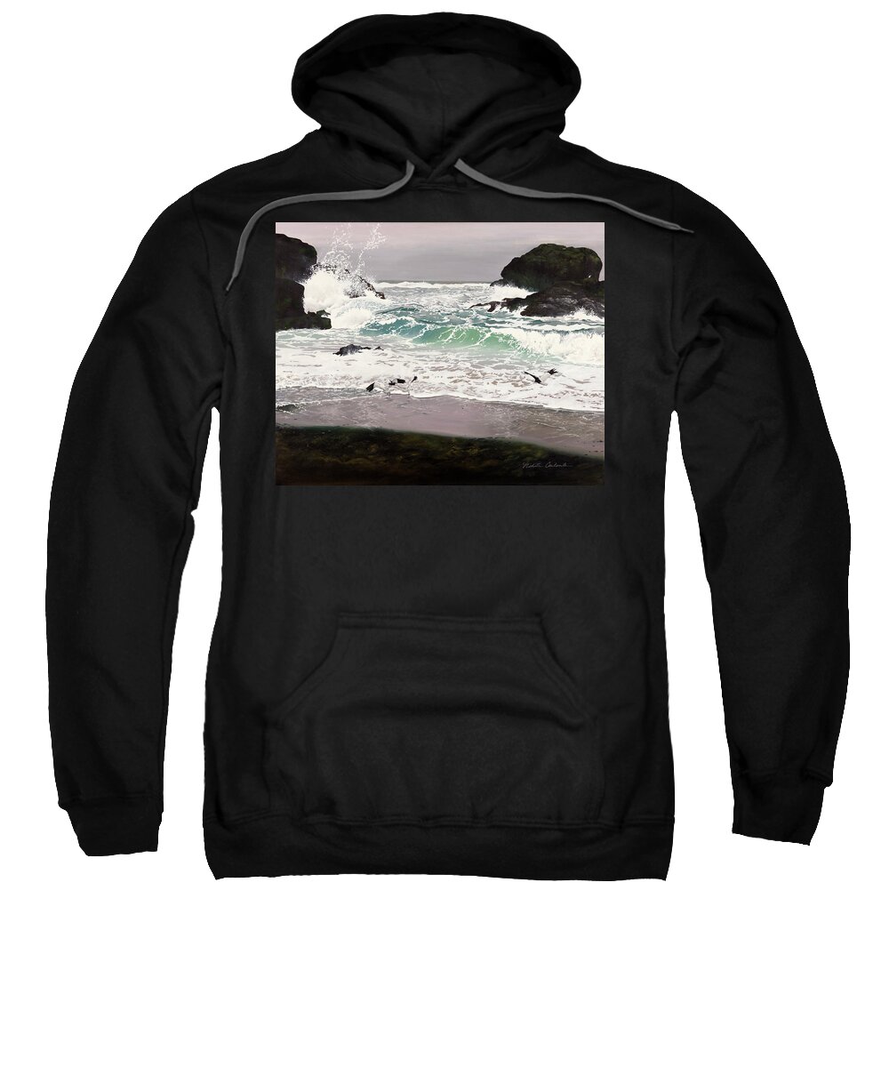 Tofino Sweatshirt featuring the painting Vancouver Island Coast by Nikita Coulombe