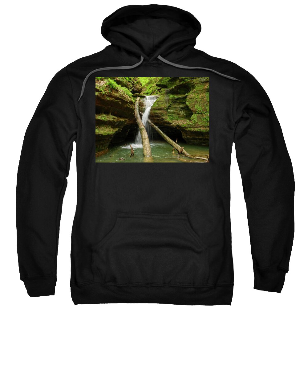 Illinois Sweatshirt featuring the photograph Waterfall, Kaskaskia Canyon. by Todd Bannor