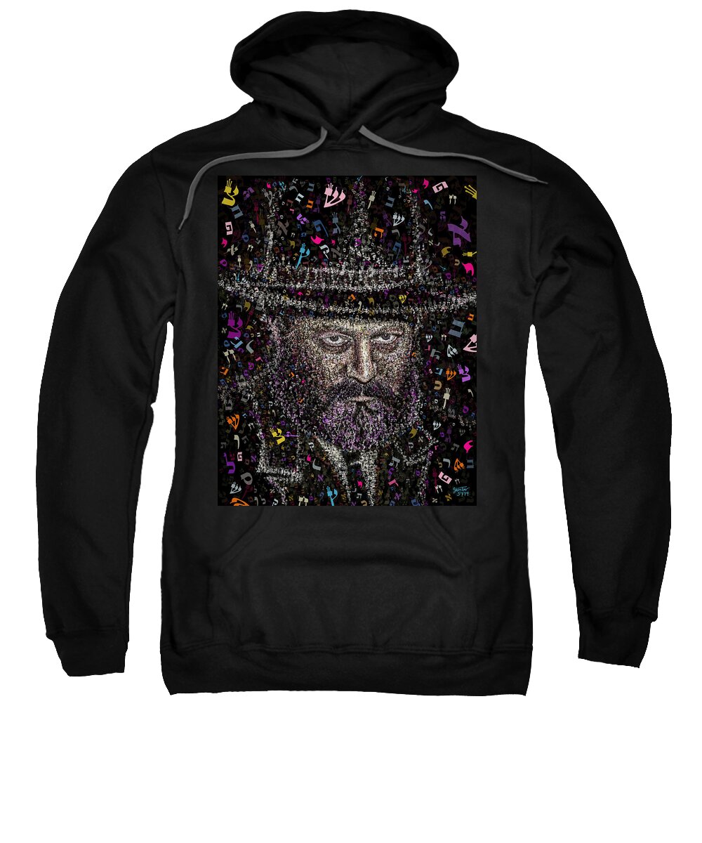 Rabbi Sweatshirt featuring the painting Young Lubavitcher Rebbe by Yom Tov Blumenthal