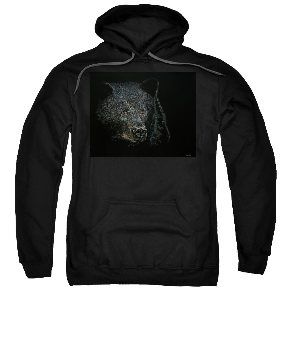 Black Bear Sweatshirt featuring the painting Black Shadow by Mark Ray