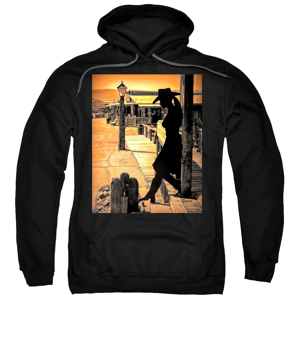 Cowgirl Silhouette Sweatshirt featuring the photograph Calico Cowgirl #1 by Barbara Snyder