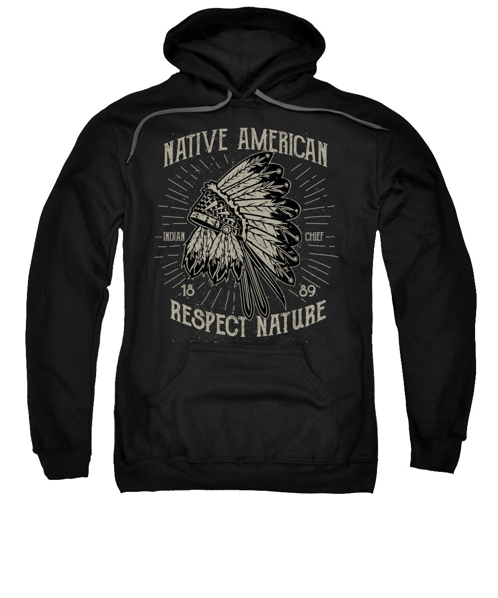 Distressed Sweatshirt featuring the digital art Native American Indian Chief #1 by Jacob Zelazny